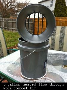 5 gallon nested flow through worm compost bin